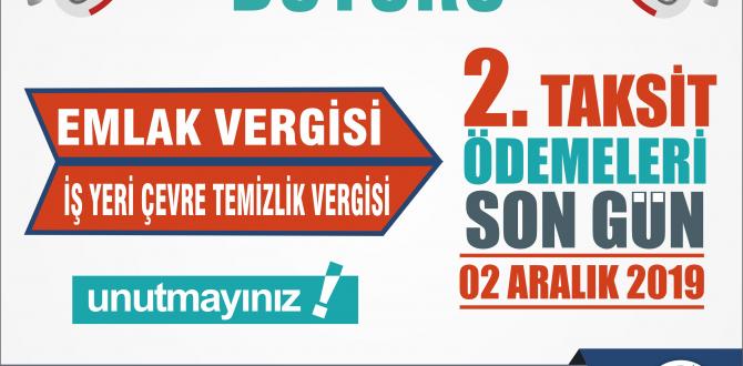 EMLAK VERGİSİ VE İŞYERİ ÇTV İÇİN SON ÖDEME GÜNÜ 2 ARALIK !