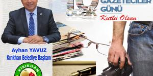 BAŞKAN YAVUZ “10 OCAK ÇALIŞAN GAZETECİLER GÜNÜNÜZ KUTLU OLSUN”