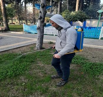 PARKLARDA YABANİ OTLAR İLAÇLANARAK KURUTULUYOR