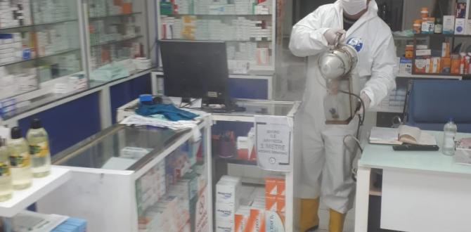 ECZANE VE KURUMLARDA   İLAÇLAYARAK DEZENFEKTE ÇALIŞMASI