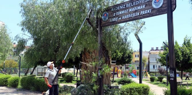 Akdeniz’de park ve yeşil alanlar ilaçlanıyor