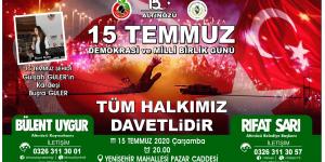 Altınözü Belediye Başkanı Rıfat Sarı, 15 Temmuz Demokrasi ve Milli Birlik Günü dolayısıyla yayınladığı mesaj