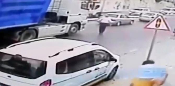 Yaşlı adamın tırın altında kaldığı anlar kamerada