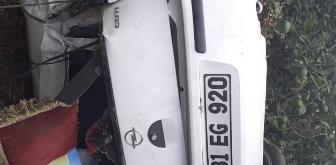 Otomobil bahçeye uçtu, sürücü hafif yaralı kurtuldu