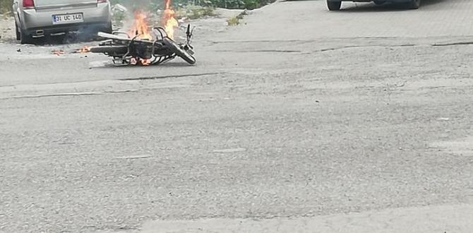 Ceza yazılmasına kızan sürücü motosikletini yaktı