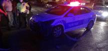 Polis aracıyla motosiklet çarpıştı: 1 yaralı