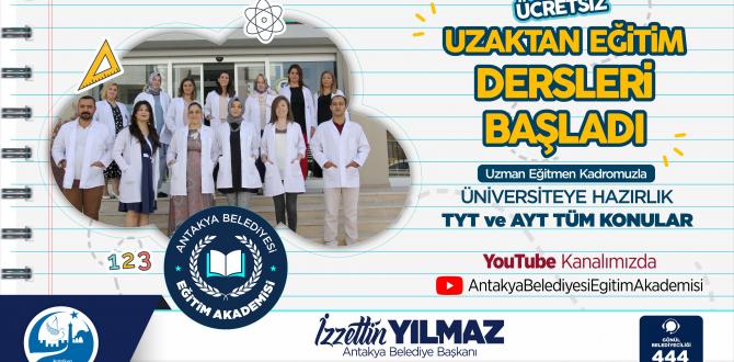 ANTAKYA BELEDİYESİ’NDEN EĞİTİME DESTEK ÜNİVERSİTEYE HAZIRLIK TYT- AYT KURSLARI UZAKTAN EĞİTİMLE BAŞLADI