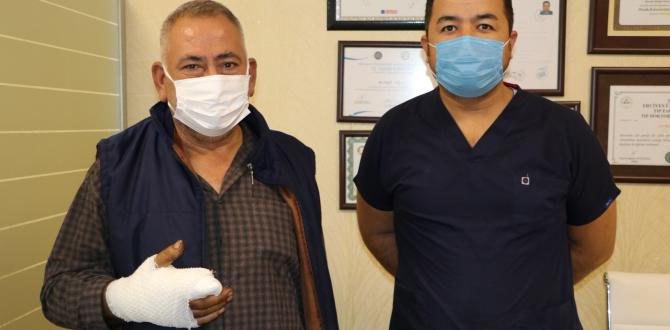 Kopan parmağı yerine dikildi