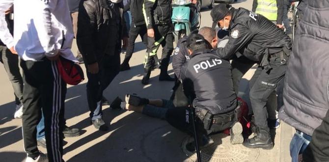 Maske takmayan şahıs kimlik soran polise bıçak çekti