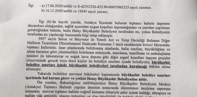 ANTAKYA BELEDİYESİNDEN “SEBZE VE MEYVE HALİ” İLE İLGİLİ KAMUOYU BİLGİLENDİRMESİ