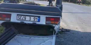 Takla atan otomobilin sürücüsü yaralandı