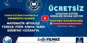 ANTAKYA BELEDİYESİNİN ÜNİVERSİTEYE HAZIRLIK KURSLARI YOUTUBE KANALINDA DEVAM EDİYOR