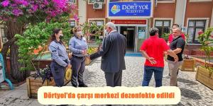 Dörtyol’da çarşı merkezi dezenfekte edildi