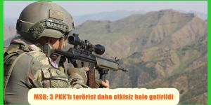 MSB: 3 PKK’lı terörist daha etkisiz hale getirildi