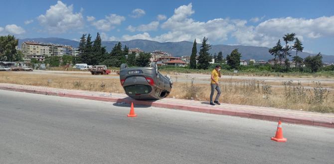 Virajı alamayan otomobil takla attı, sürücüsü yaralandı
