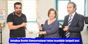 Antakya Devlet Konservatuarı’ndan teşekkür belgeli jest