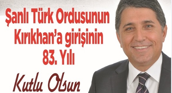 Yavuz: “Kırıkhan’ın 83. Kurtuluş Bayramı kutlu olsun”