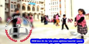 MEB’den 81 ile ‘yüz yüze eğitime hazırlık’ yazısı