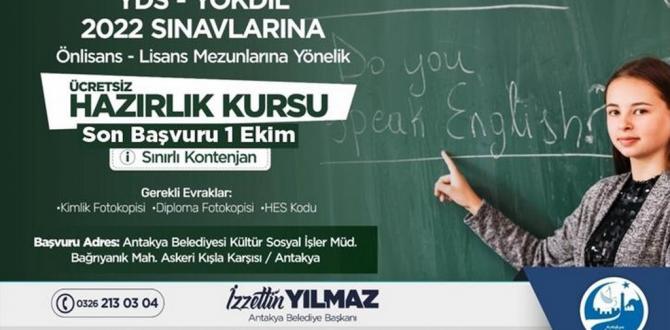 Antakya Belediyesinden ücretsiz YDS – YÖKDİL hazırlık kursu