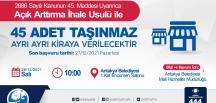 ANTAKYA BELEDİYESİ, 45 TAŞINMAZI KİRAYA VERECEK