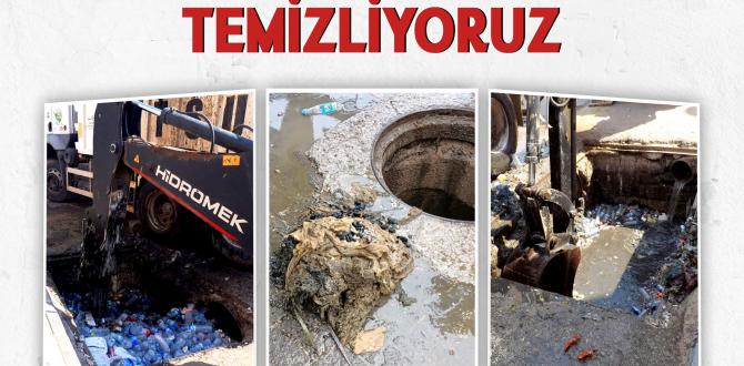 YAĞMUR SULARININ SÜRÜKLEDİĞİ ATIKLAR TEMİZLENİYOR