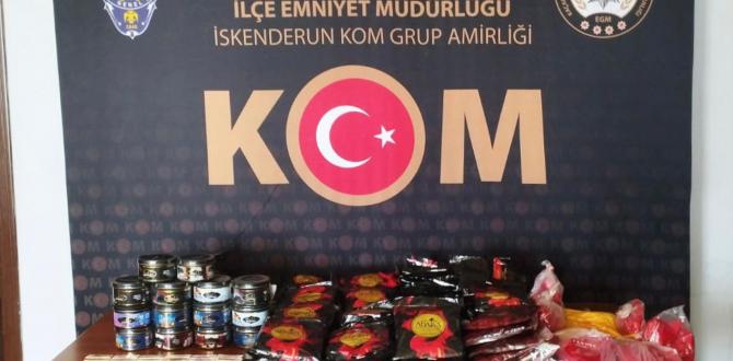 Arsuz’da nargile tütünü ve makaron operasyonu