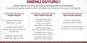 Antakya Belediyesi pazar yerlerini duyurdu