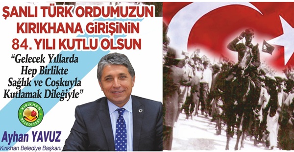 BAŞKAN YAVUZ “KIRIKHAN’IN 84.KURTULUŞ BAYRAMI KUTLU OLSUN”